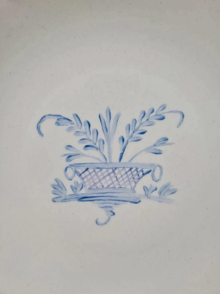 Assiette ancienne Gien décor bleu – panier fleuri – 24 cm – photo 2